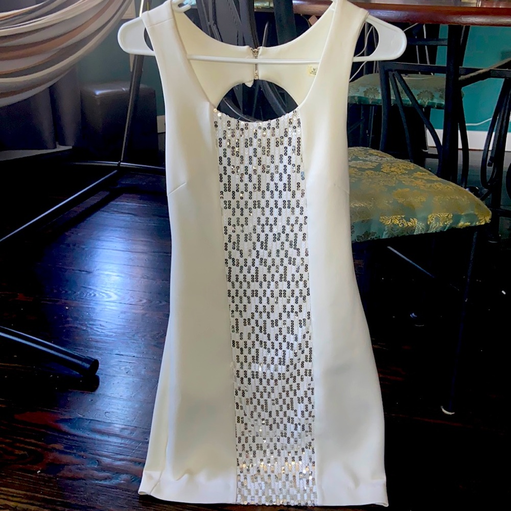 White dress with sequin, open back